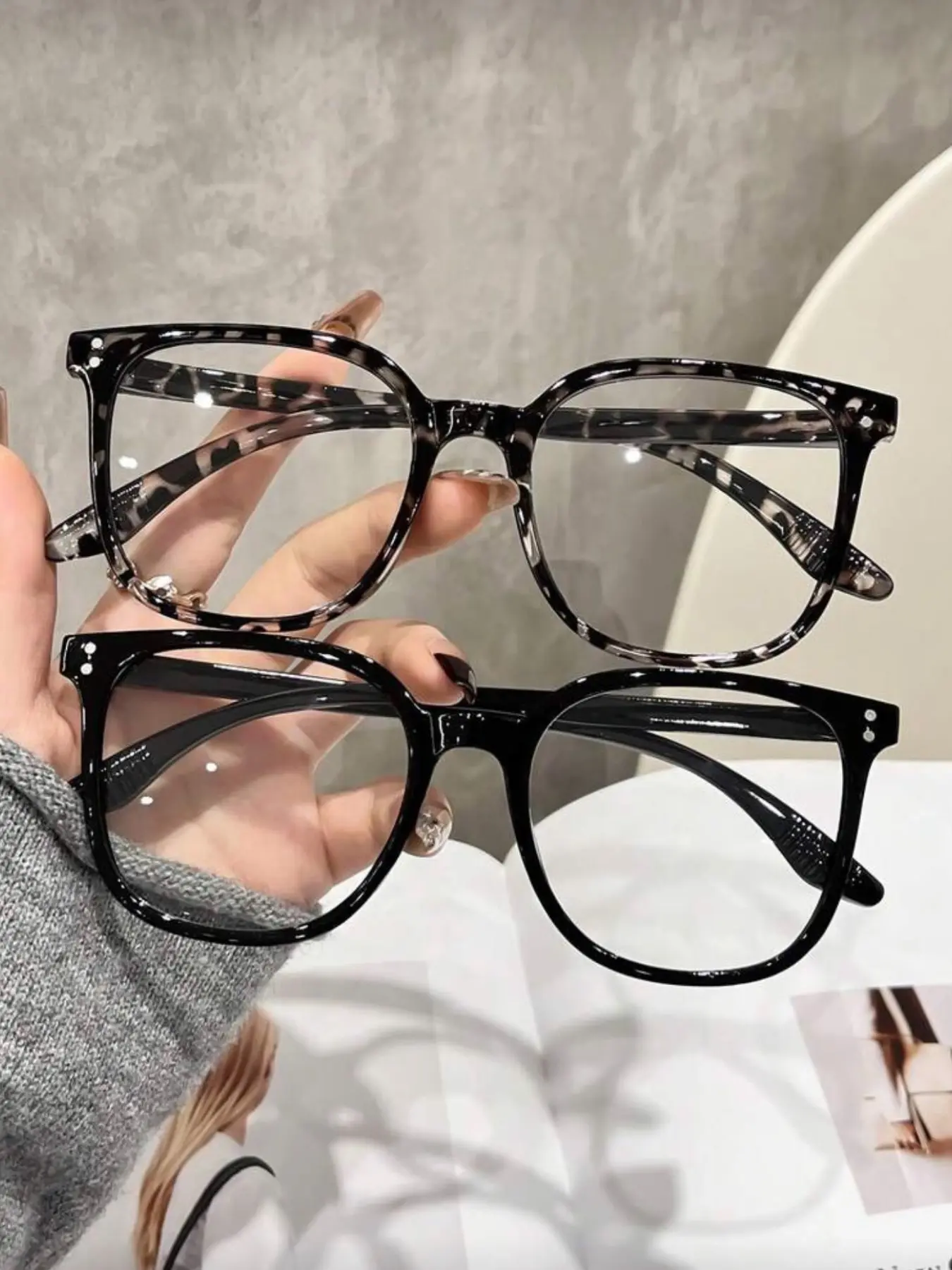 Unisex Fashion Casual Classic Oversized Square Frame Glasses, Square Frame Eyeglasses, Fashionable Frames Glasses, Casual Stylish Glasses, Trendy Frames, Perfect for Daily Commute, Bare Makeup Effect, 2 Pairs/3 Pairs Pack