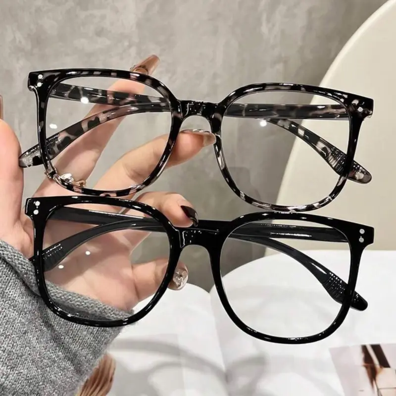 Unisex Fashion Casual Classic Oversized Square Frame Glasses, Square Frame Eyeglasses, Fashionable Frames Glasses, Casual Stylish Glasses, Trendy Frames, Perfect for Daily Commute, Bare Makeup Effect, 2 Pairs/3 Pairs Pack