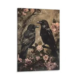 Raven Print Vintage  Art, Moody  Art,  Cottagecore Poster,  Academia  Art Decor,  Gothic  Decor, for Living Room Bedroom wall dark