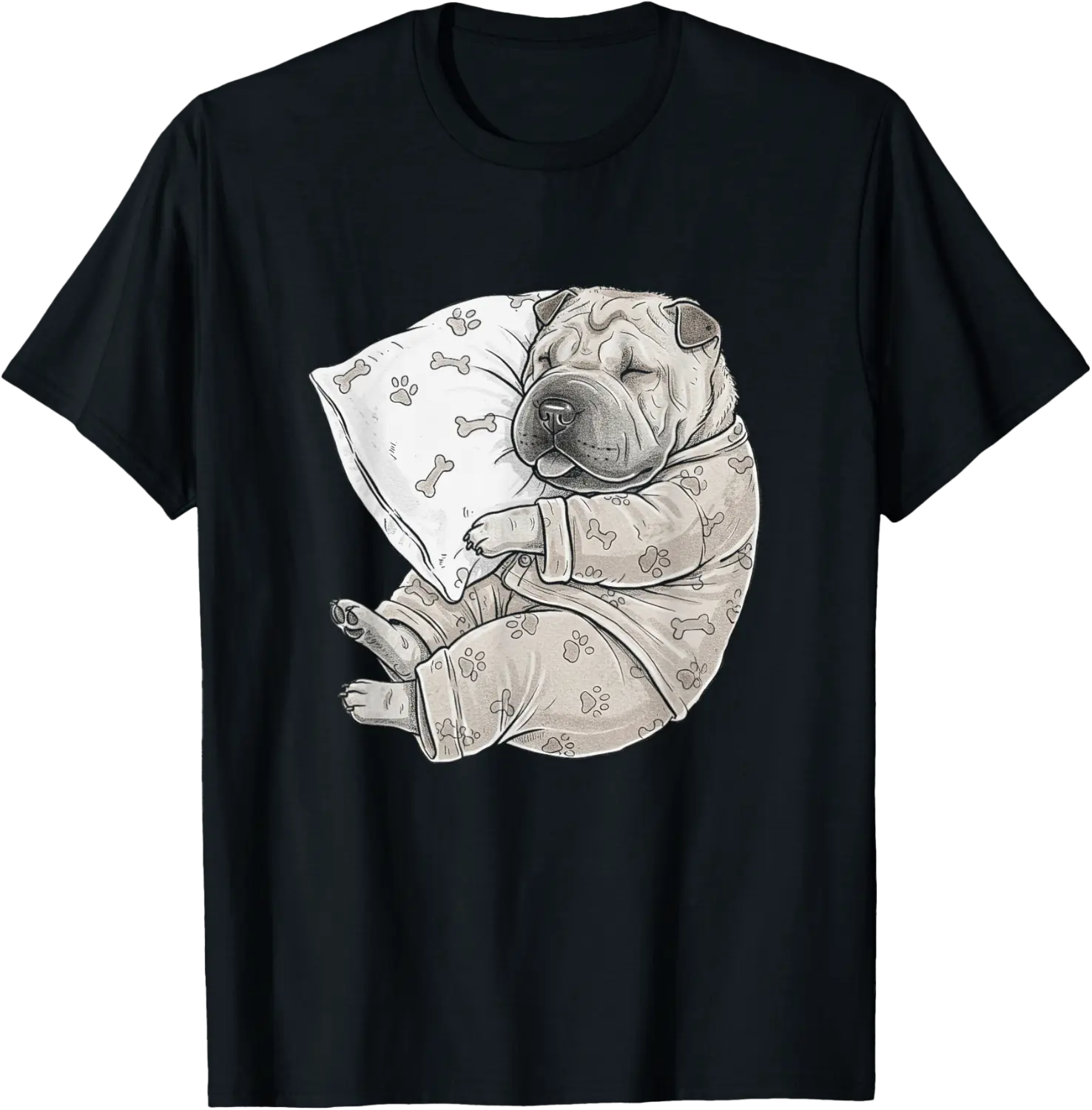Funny Sleepy Chinese Shar Pei Pajama Men Women Kids T-Shirt - Terrancecar Shop 88B0DZNR8SCM