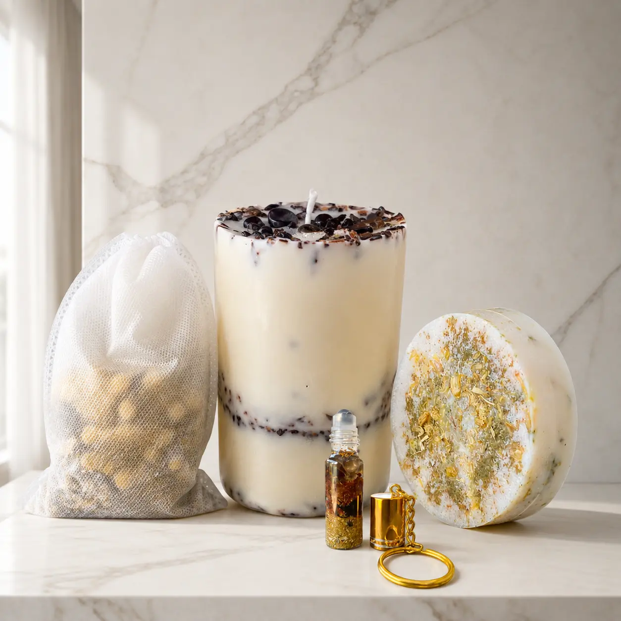 Energy Cleanse Ultimate Ritual | Remove Negative Energy Soap, Candle, Bath Bag & Keychain Set
