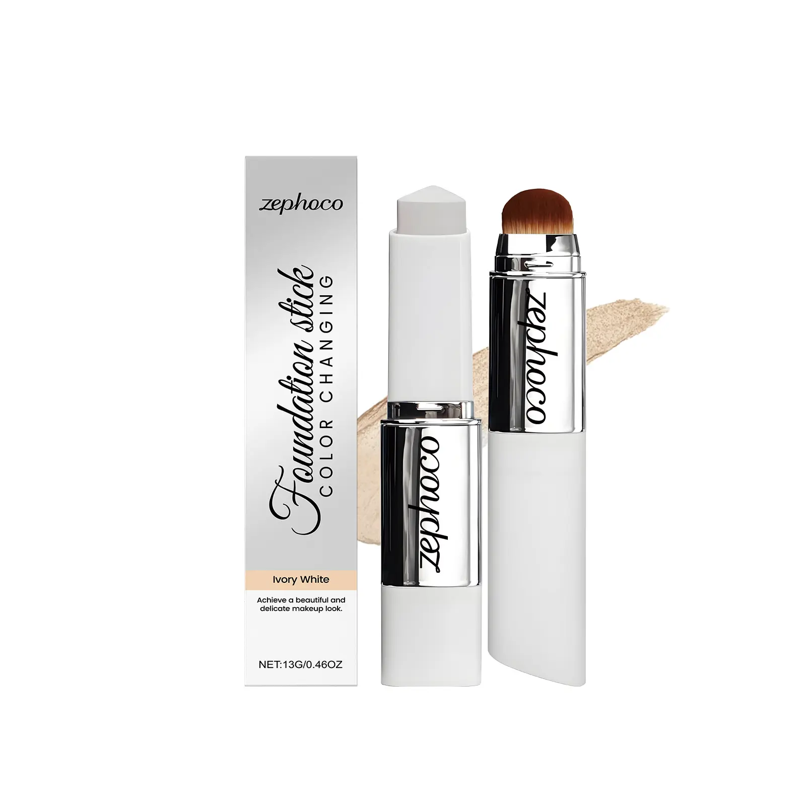 zephoco Ivory White Concealer Color-Changing Foundation Stick Offers A Hydrating And Fine Texture For Daily Moisturizing. It Provides A Natural Matte And Clear Makeup Effect
