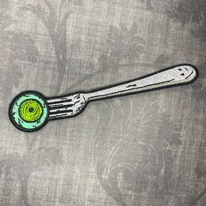 4.5" Eyeball on a Fork Embroidered Iron on Patch