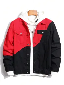 Manfinity EMRG Men Two Tone Denim Jacket Without Hoodie Casual Long Sleeve