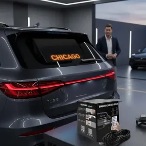 Automotive Decor Car LED Sign, Garage Personalized Custom Scrolling Chicago Text Display for Man Cave, Bluetooth App Controlled Shop Sign, Bluetooth App Controlled Windshield Display, Football Fan LED