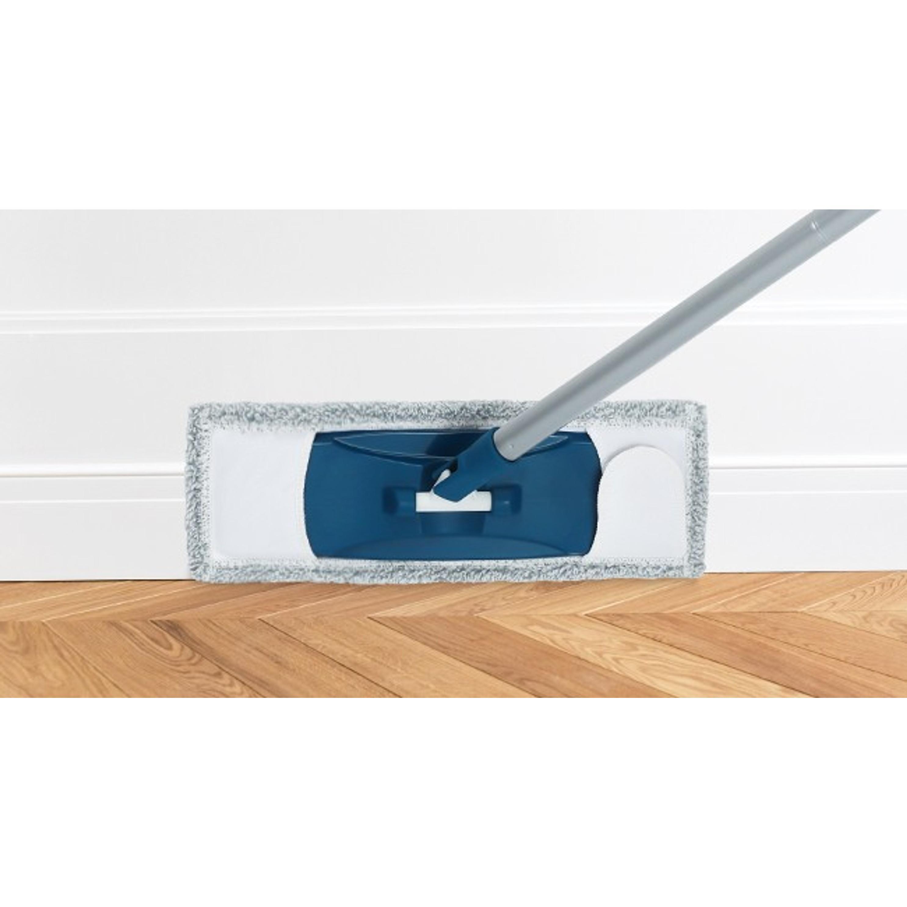 Collapsible Mop and Bucket Set with Scrub Mop and Brush, Tile Laminate Hardwood Floor Brush and Flat Mops for Floor Cleaning, Foldable Bucket with Washable Microfiber Mop(Blue)