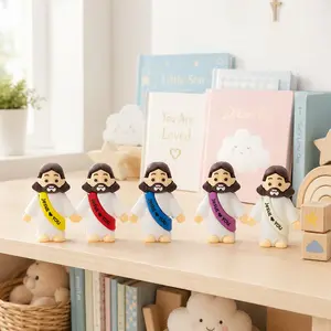 Mini Jesus Figurines "Jesus Loves You" Christian Gifts Easter Party Favors 5-Color Set Religious Toys