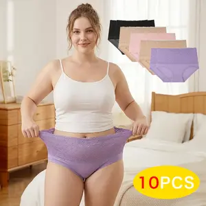 10 Pack High Stretch Lace Briefs Plus Size Soft Breathable Comfortable Fit