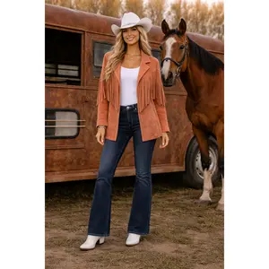 Women's Dutton Coral Fringe Jacket - Longsleeves, Premium Polyester Fabric, Flattering Fit, All-Seasons Outerwear *Final Sale*
