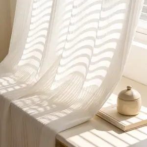 Nordic Simple Vertical Blinds Sheer Curtain Window Curtain, Translucent Voile Drapes for Living Room Bedroom Balcony, All-Season Use