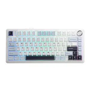 AULA F75 Pro Creamy Budget Wireless Mechanical Gaming Keyboard, 75 Percent Hot-Swappable Tri-Mode Gasket RGB Backlight PBT Side-Printed Keycaps Knob Control Rainbow Backlit Mechanical Switch Office Computer Accessories Bluetooth Keyboard springt