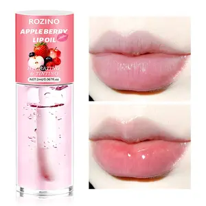 Rozino Apple Berry Moisturizing Lip Oil 2ML, Dual Effect Lip Care, Nourishes Dry Lips, Natural Pinkish Color, Portable Tube, High Value