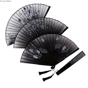 2026 Vintage Bamboo Folding Hand Fan – Portable Lightweight Handheld Summer Fan with Tassel, Elegant Floral Design Cooling Fan for Wedding, Party, Festival, Dance, Photo Props & Gift