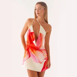 Draped Neck One-Shoulder Printed Dress outfits Summer 2026 New Arrival for Women Summer 2026 New Arrival for Women outfits Dress