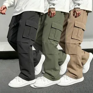 Men’s 3-Pack Spring/Summer Weightless Polyester Loose Casual Cargo Pants (Menswear) - Aesthetic, Contemporary, Multi-Size, Elastic Waist Drawstring, Side Pockets, Non-Stretch Full-Length Street Pants, Aesthetic Men's Pants outdoor activity