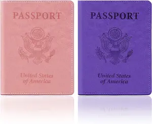 Passport Holder for Travel, 2 count Passport Holder, Travel Passport Holders  Haves for Women Men,  and Purple Passport Cover Passport Wallet Case Holders for Travel Cruise Ship Essentials Gifts