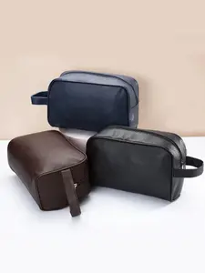 Waterproof Wash Bag, PU Material Makeup Bag, Large Capacity Travel Men's Cosmetic Bag, Portable Zipper Bag, Ideal for Outdoor Hiking