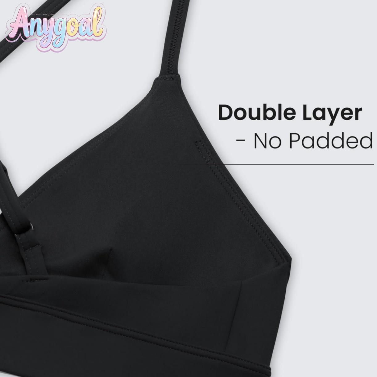 ANYGOAL  Women's bikini top,  tankini swimsuit top, black beach and pool swimwear top, summe swimsuits bikinis swim top Women's Black Criss Cross Swim Top | Trendy 2026 V-Neck