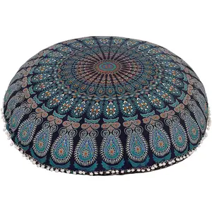 Green Brown Mandala Pillow Ottoman Poufs Cushion Covers
