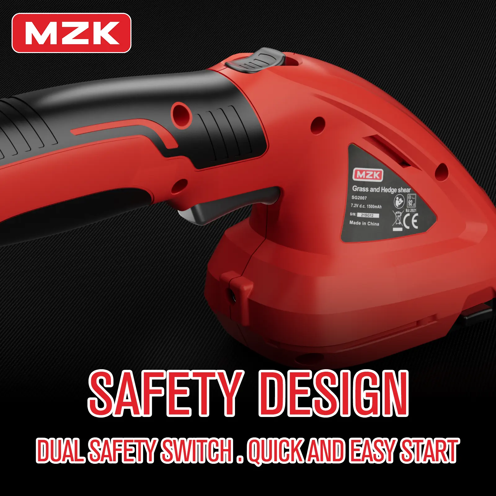 MZK Handheld 2-in-1 Grass Shears & Hedge Trimmer – Lightweight 7.2