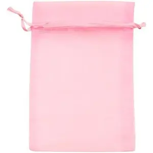 50pcs 8x12 Inches Large Drawstring Organza Bags Decoration Festival Wedding Party Favor Makeup Pouches (Light Pink)