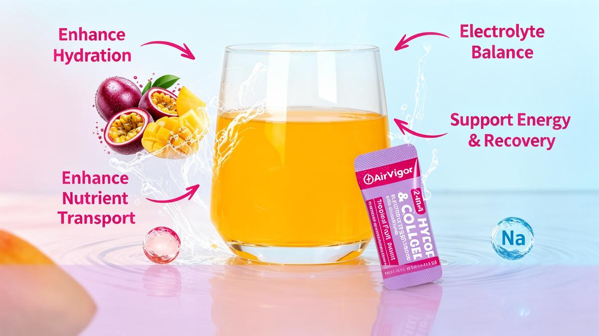 Electrolyte Energy Drink Mix Sticks - Gluten-Free, GMO-Free, No Sugar Added, 200mg Collagen Functional Beverage, 20 Packets for On-the-Go, Tropical Fruit & Lemon Lime Flavors, Healthier Choice for Daily Hydration