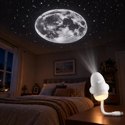 3-in-1 Space Starry Galaxy Projector Light, PVC-Body Portable Indoor Device with 6 Projection Films, 360° Adjustable Brightness, USB-Powered Adapter-Included Eye-Caring LED Night Light for Adult Bedrooms - Ideal Gift