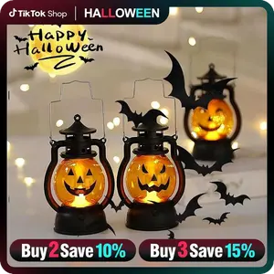 3PCS Flickering LED Jack-O-Lanterns Battery-powered Plastic Halloween Pumpkin Lanterns Lightweight Portable Indoor Outdoor Decor Safe Flameless Unique Faces