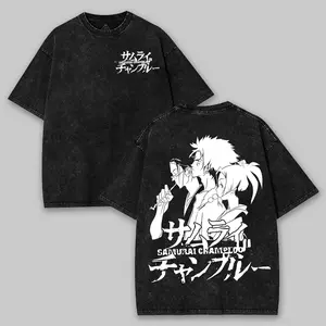 Samurai Champloo Anime Back Shirt: Sunflower Samurai, Jin, Mugen, Fuu, Anime Sword tee, Samurai Manga, Samurai Champloo Anime Tshirt