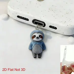 Cute Sloth Design Phone Dust Plug, 2 Counts Cute Phone Charm, Phone Chain, Phone Lanyard, Phone Decoration Accessories for iPhone & Type-C Connector, Mobile Phone Accessories