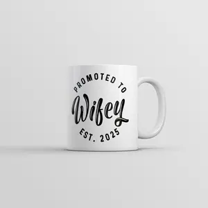 Promoted to Wifey 2025 Mug Funny Sarcastic Family Marriage Graphic Novelty Coffee Cup - 11oz Funny Coffee Mugs Ceramic Printed Drinkware Cup