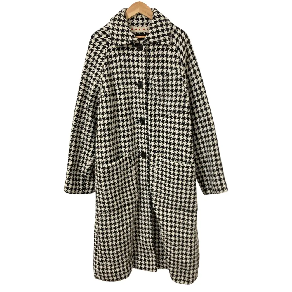 Pre-owned MARNI Wool Small Leather Goods Houndstooth Coat