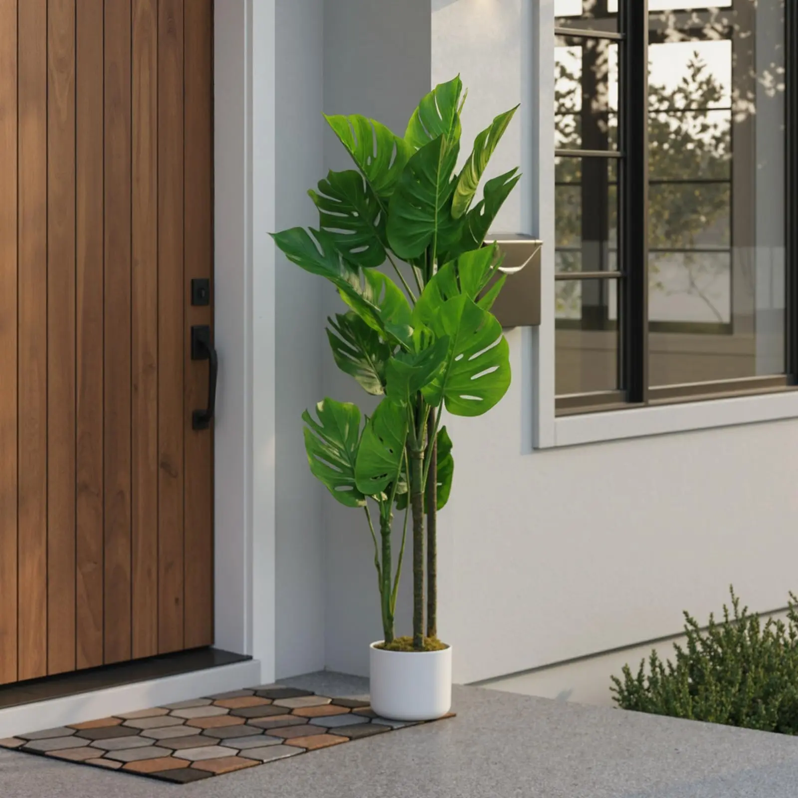 Monstera Plant – Faux Exotic Greenery in Pot for Indoor/Outdoor Floor Decor, Home, Living Room, Office, Patio, Pool – 3.6/4FT