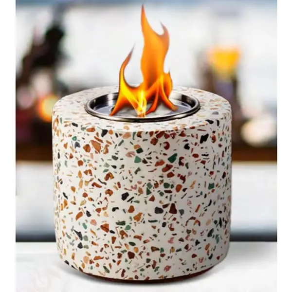 Cylindrical Terrazzo Tabletop Concrete Firepit