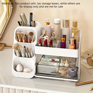Large Capacity Makeup Organizer Box with Drawer, Perfume and Cream Storage, Ideal for Vanity Table Use, Essential Beauty Accessories