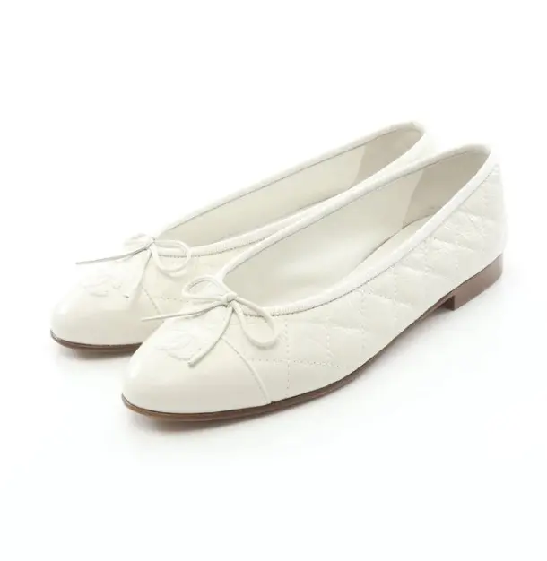 Pre-owned CHANEL Ballerina Matelasse Ballet shoes Leather White