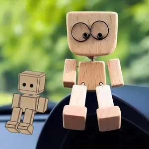 Real Wood Car Decoration, Dancing Leg Robot Doll, Desk Bookshelf Ornament, Christmas Gift, Wooden Toy Figure, Home Decor