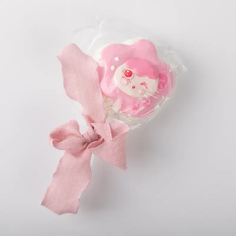 Creamy Tree Taba Squishy – Handmade Pink Lollipop Squishy Toy, Cute Cartoon Character with Pink Bow, Sticky Sensory Silicone for Stress & Anxiety Relief, Soft Squeeze Fun for Adults & Kids, Perfect for School or Office