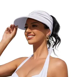 Women's UPF 50+ UV Protection Sun Visor Hat| SunSafeTok That Girl Aesthetic High Ponytail Wide Brim Hat| Birthday Gift for Her Beach Golf Hiking Outdoor Daily Casual Wear