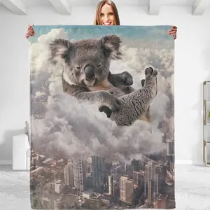 Fun koala plush blanket, soft, comfortable, light, warm fluffy, ideal gift for men children 50 x 60 inches