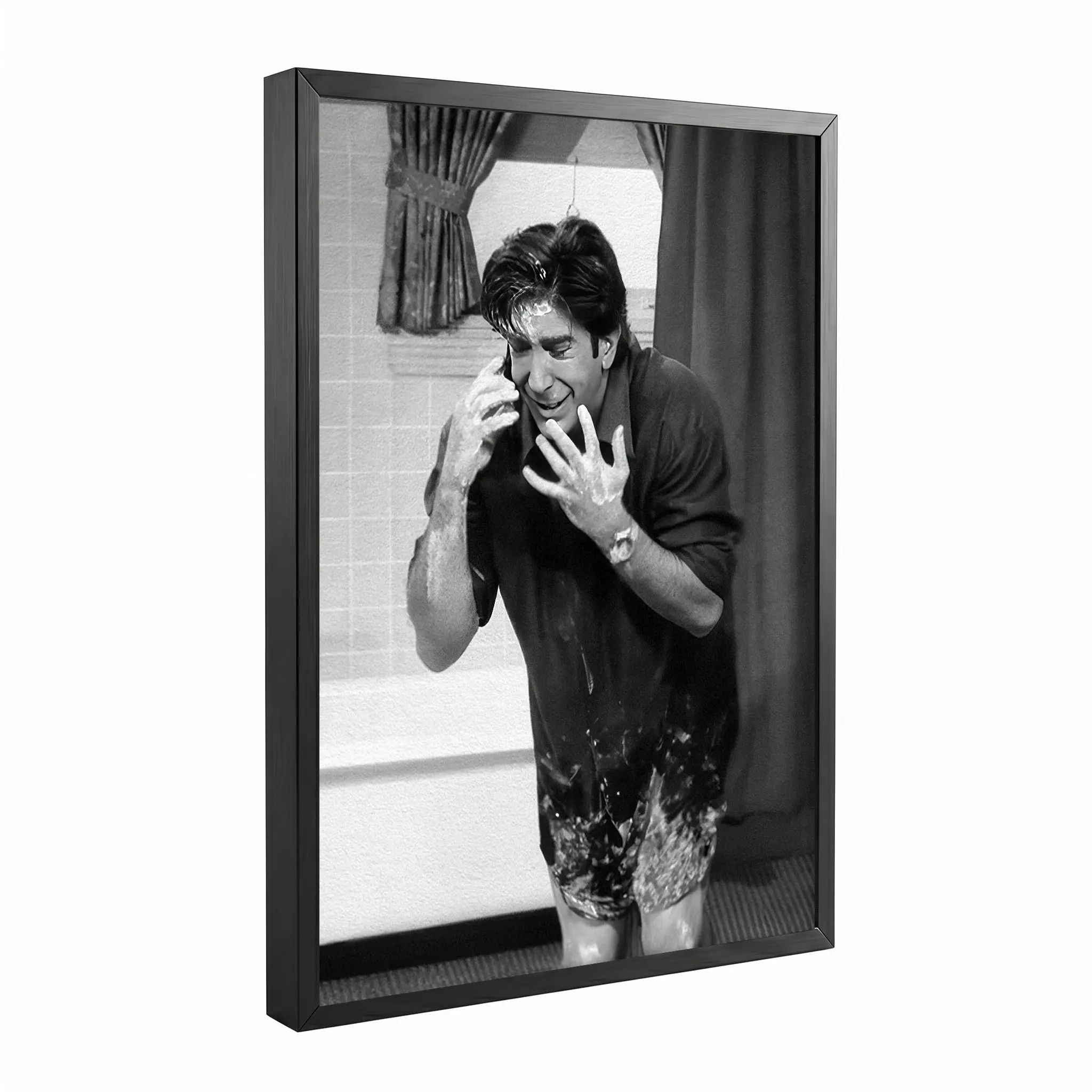 Friends TV Show Ross Geller Unframed Wall Art - Funny Black White Painting, Decorative Artwork Gift for Men's Toilet Room, Adds Humor to Restrooms Bathroom Decor, Multiple Sizes For Your Wall Fit