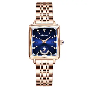 V-002 Women's 30MM Square Analog Watch - Glamorous Diamond-Embellished Metal Timepiece with Stainless Steel Strap, Quartz Movement, 30M Waterproof Casual Sports Wristwatch for OOTD Fashion