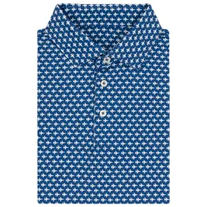 Style Squadron Graphic Blue Golf Polo All-Over Print Shirt, Easy to Wear, Just Throw It On, Simple Style