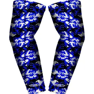 Exxact Sports 1 Pair Compression Arm Sleeves for Men Women, Breathable Baseball Arm Sleeve Football Sleeves Youth Adult - (Blue Camo)