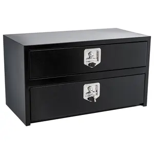 GARVEE 36" Black Steel Truck Tool Box w/Drawer, Two-tier Organizer Design for Truck Bed Tools, Secure with Lock & Keys, Waterproof Underbody toolbox for Pickup, Truck Bed, RV, Trailer, 36"x 18"x 20"