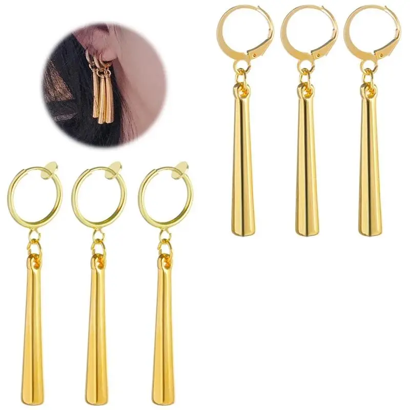 Roronoa Zoro Copper Earrings, 3-Piece Anime Pendant Set for Cosplay, Choice of Clip Earrings or Studs, Costume Jewelry Props, Naruto Themed Earrings, 3Pcs Ear Clips
