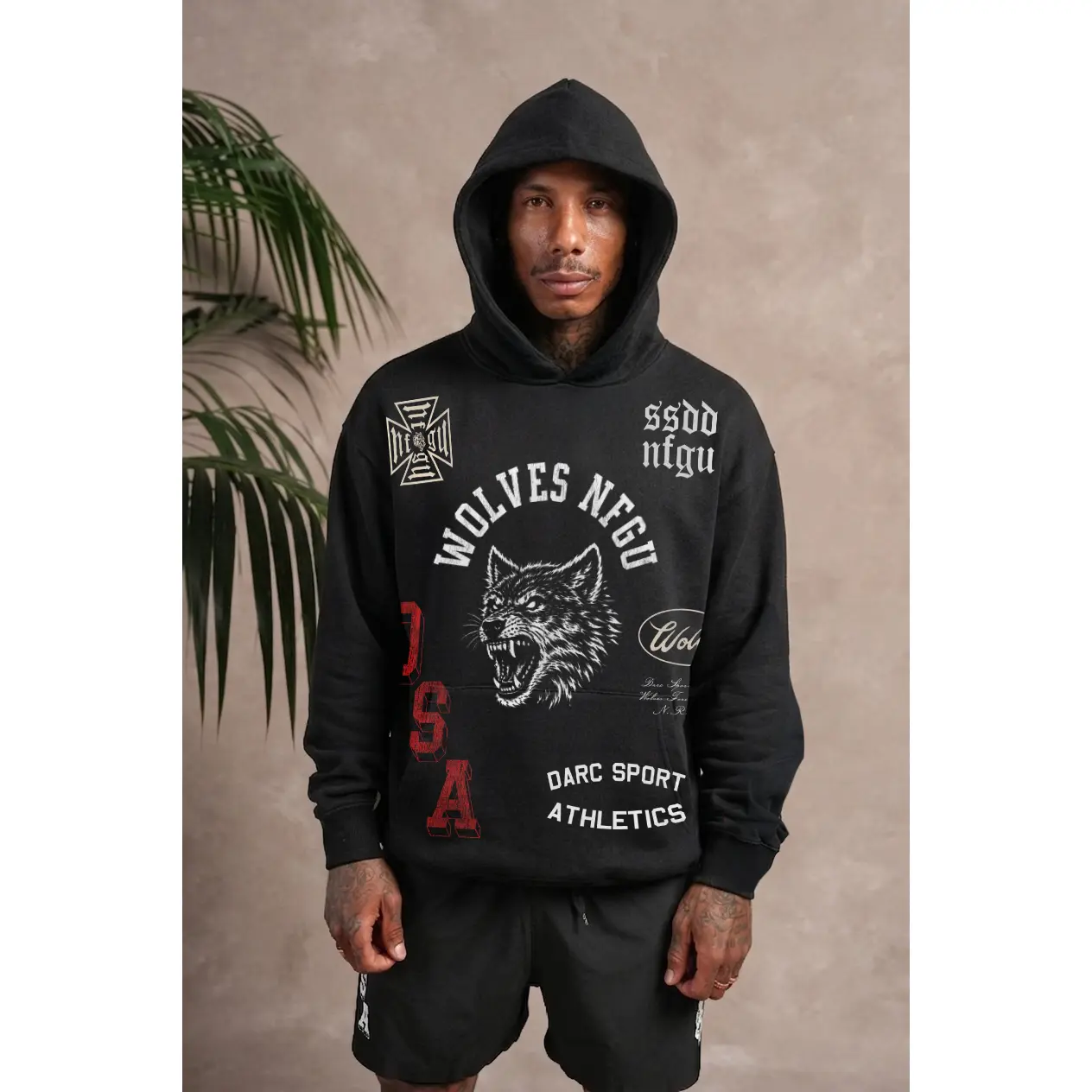 Wolves Athletics Pierce Hoodie in Black Drift Wash