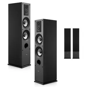 VEVOR Floorstanding Speakers Pair, 3-Way, Floor-Standing Tower Speakers with 0.75 in & 1 in Tweeter, Dual 5.25 in Woofers, 145W Peak Power, 70Hz–20kHz Frequency Response, MDF Enclosure, for Home Audi