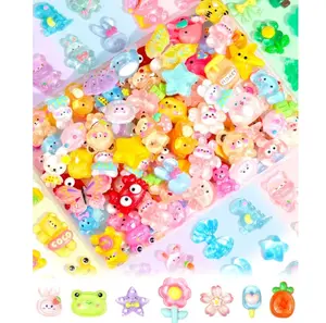 100PCS FIVEIZERO Cute Slime Charms Bulk Easter Gift Set – Kawaii Flatback Resin Charms for Crafts, Mini Decoden Acrylic Embellishments for Phone Junk Cases, Scrapbooking & DIY Decoration (Multicolor)