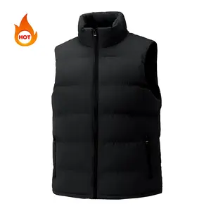 Men's Autumn Winter Trench Coat Zipper Vest Heavyweight Puffer Bubble Vest Waterproof Windproof Stand Collar Lightweight Casual Sleeveless Jacket Men's Warm Top Multi jacket warm sleeveless jacket